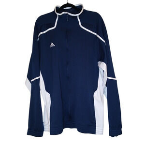 Adidas Climalite Mens USA 2XL Full Zip Jacket Dark Blue & White Track Athletic